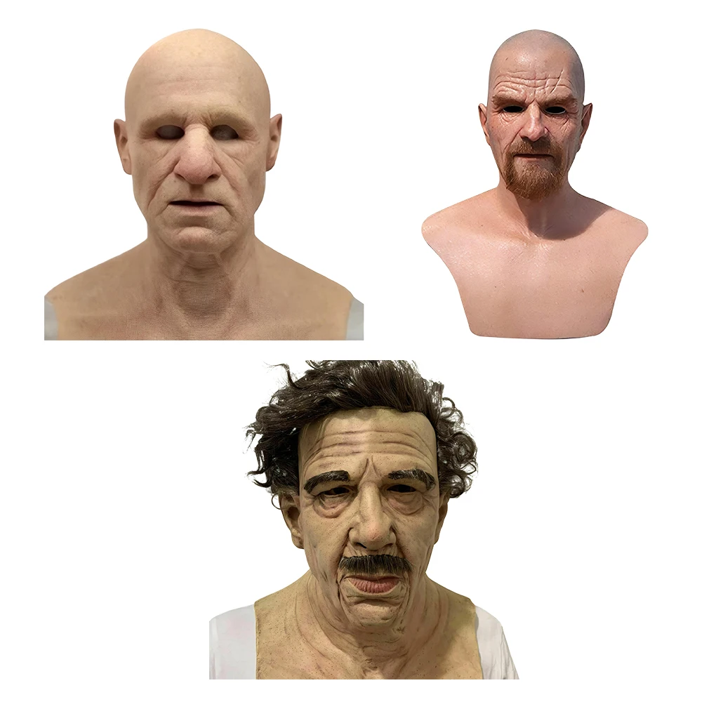 New Bald Old Man Headdress Realistic Grandpa Mask For Halloween Party Cosplay Halloween Ends Mask Masquerade Party Old Man Mask