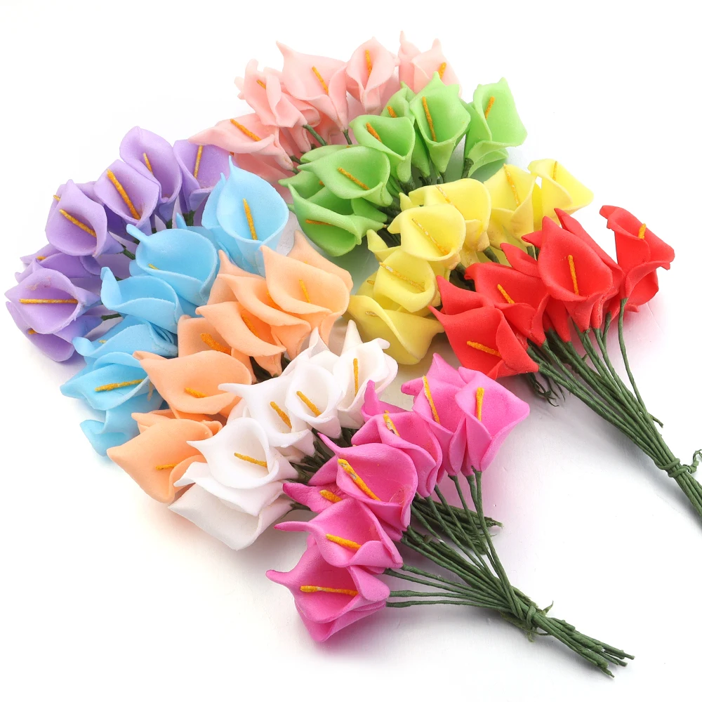 12 Stück Calla-Lilien, künstliche Blumen, mehrfarbig, Kunstblumen, Blumenstrauß für DIY, Hochzeit, Party, Garten, Zuhause, Blumenstrauß, Geschenke, Dekoration – Detail 6