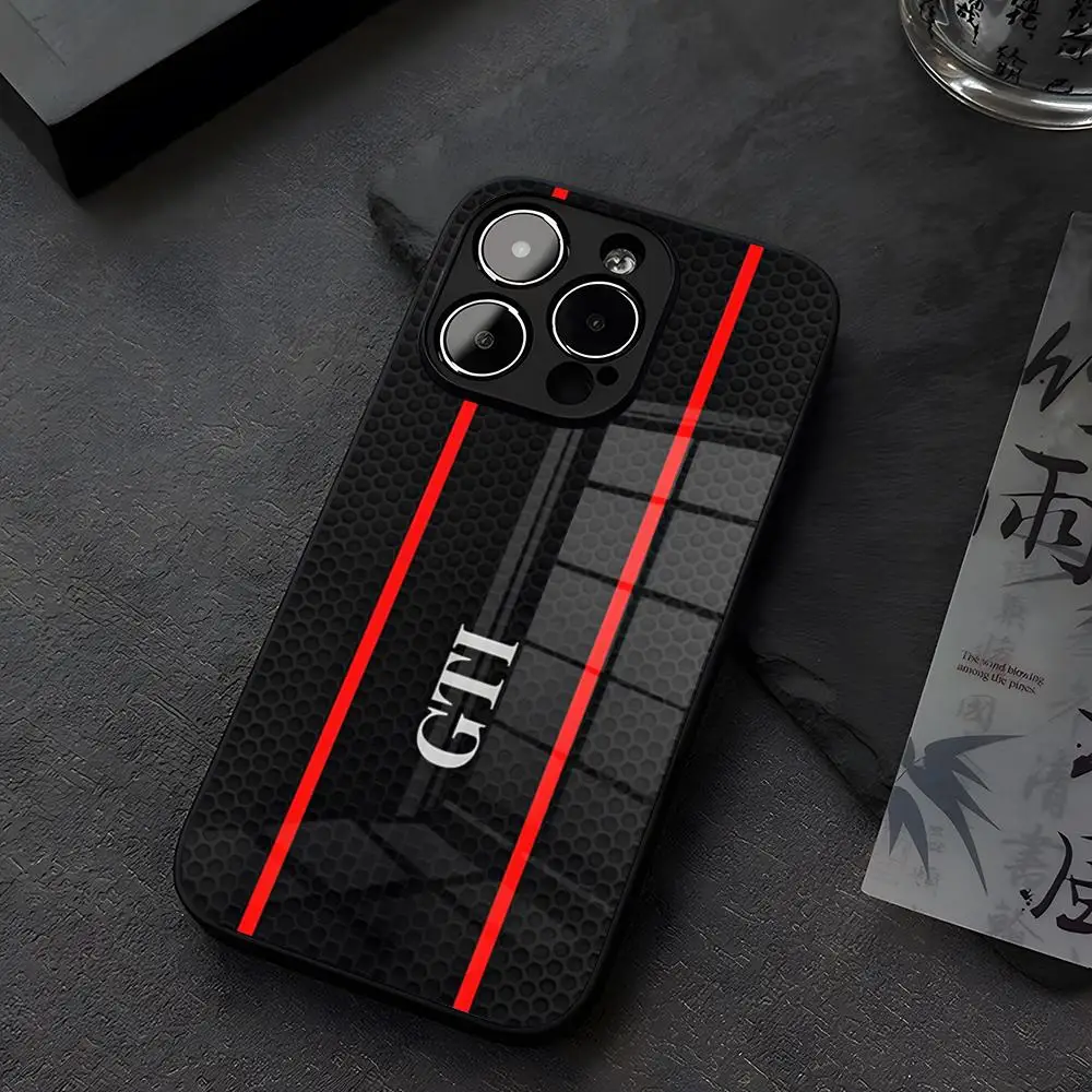 Golf MK1 G-GTI Auto-Handyhülle aus Glas für iPhone 12 17 15 14 13 16 11 Pro XS Max Plus Mini X XR E2020 Gehärtetes Glas Schutzhülle