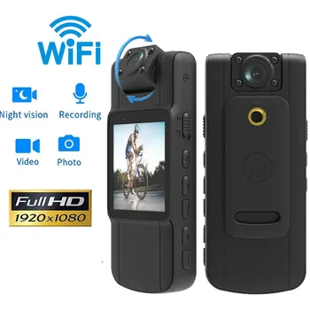 HD IPS 스크린 미니 카메라, 180 ° 회전 렌즈 및 백 클립, 풀 HD 경찰 신체 착용 카메라, 웨어러블 포켓 바디캠 캠코더