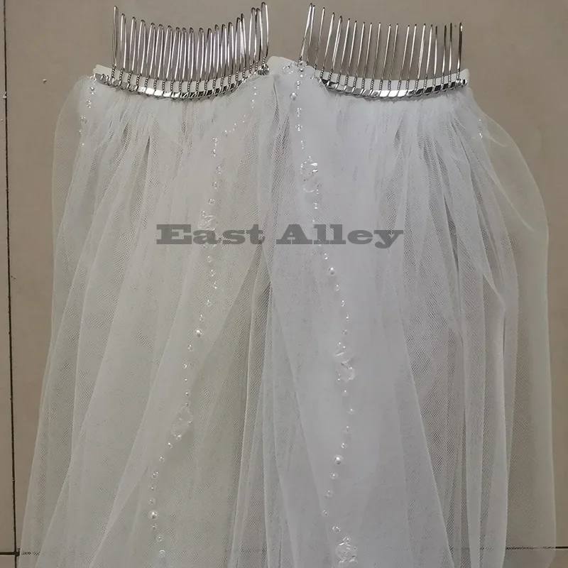 One tier Beaded Edge Wedding Veil Elbow Veils / Fingertip Veils with Beading Tulle / Classic Short Wedding Veil hair accessories