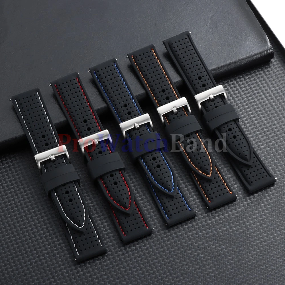 Deluxe Waterproof Silicone Watch Strap – Breathable Soft Rubber Replacement Band