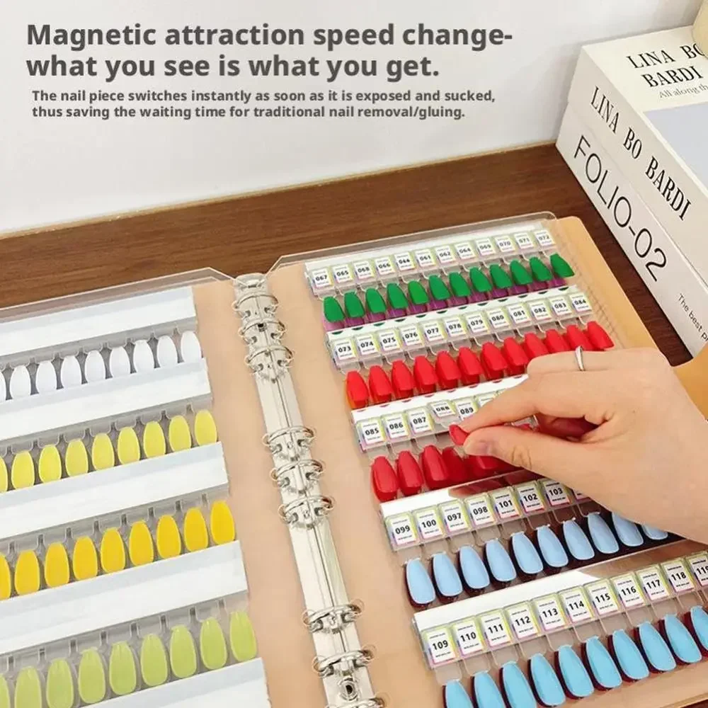 Magnetic Nail Swatches Book No Pattern 120 Color Nail Sample Display Book With Digital Label Removable Nail Color Display Book