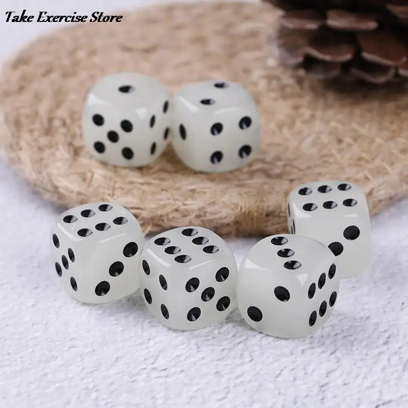 

6PCS 16mm 6 Side Night Light luminous Toy Fun Board Game Night Bar KTV Entertainment Game Dice Glow in the Dark Dice Cubes