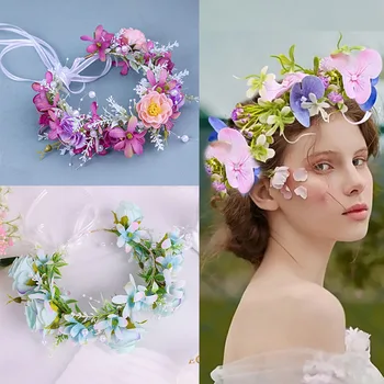 1 pezzo corona di fiori da sposa fascia floreale Boho con margherite per donne, sposa, festa di nozze, fotografia corona fatta a mano parrucchino