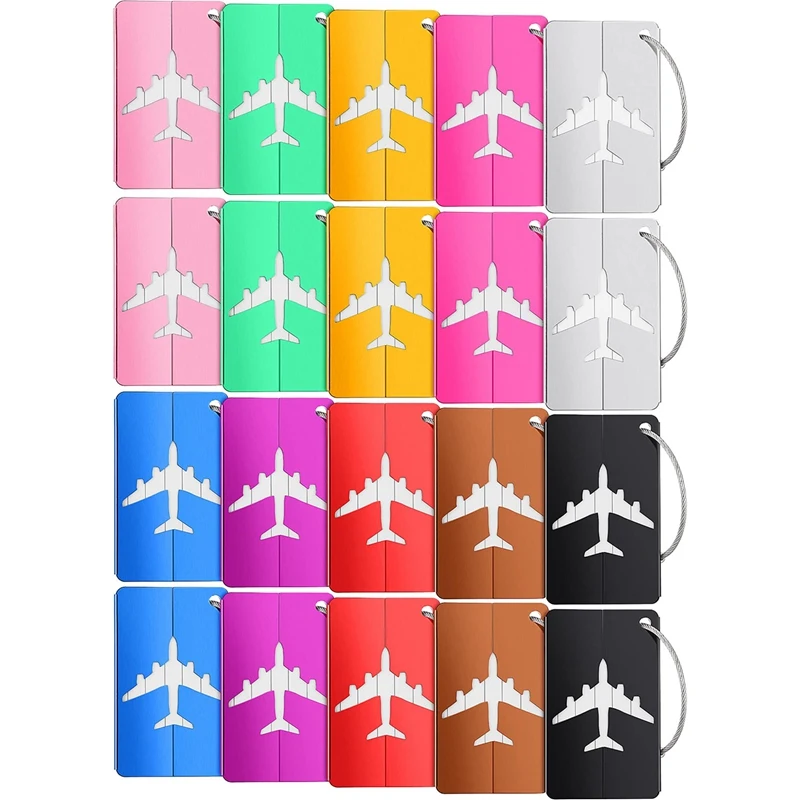 

20 Pcs Metal Luggage Tags Aluminum Suitcase Labels Travel Bag Tags With Name ID Cards Colorful Baggage Tags Card Holders