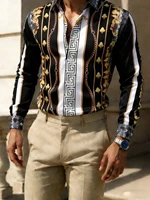 Chemise Homme 2026 en Tissu Extensible à Manches Longues, Imprimé 3D Chaîne Dorée Colorée HD, pour Vacances à la Plage Hawaïenne et Mariages, Vêtements pour Hommes 5