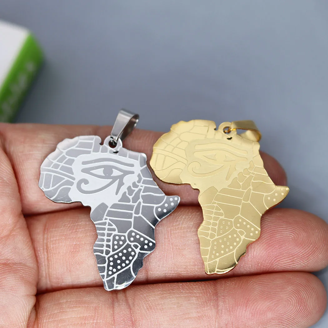 

2pcs Egyptian Gods Power Eye of Horus Africa Map Charms Stainless Steel Pendants for Jewelry Making Bulk Accessories