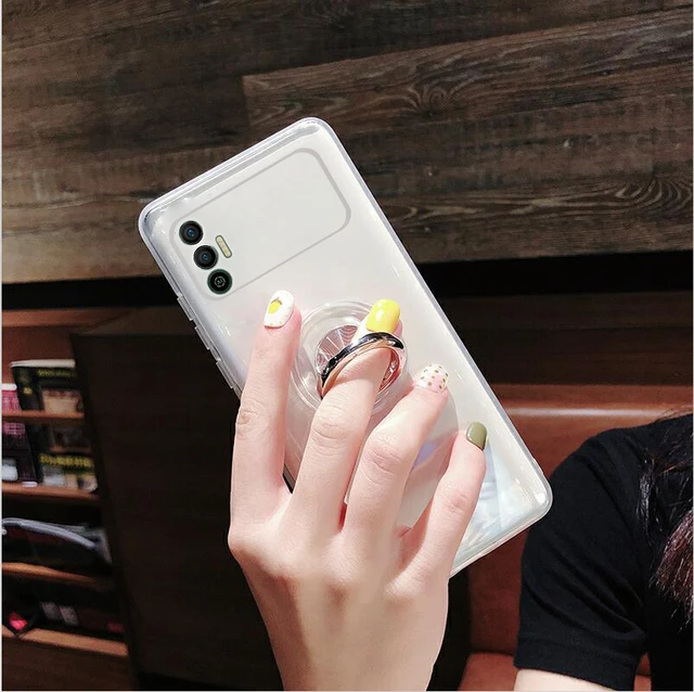 For Vivo Y55 5G V2127 Back Cover Finger Ring Soft TPU Silicone Case For  Vivo T1 V2141 T1 India Y75 5G Y33S V2166A IQOO Z6 Cover - AliExpress