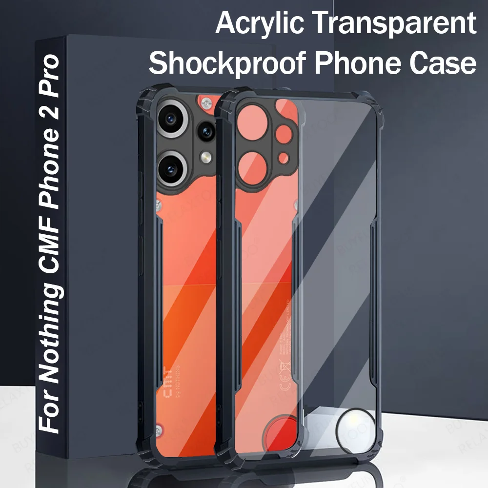 Acrylic Transparent Shockproof Case with Airbag Corners and Hard Back Cover