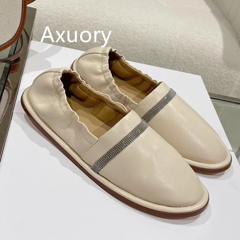 

2023 New Women's Flat Shoes Solid Color Cuff Non slip sole Round head Leather upper High Quality Luxury Design