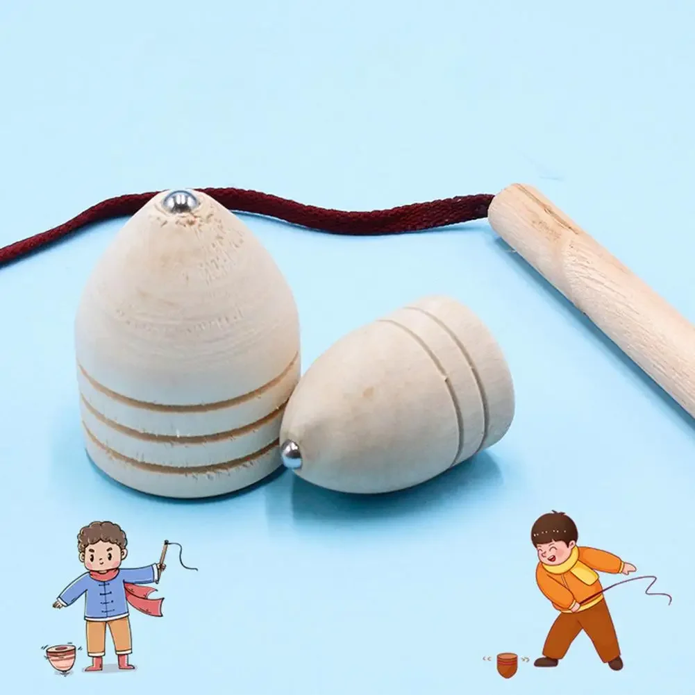 

1 Set Fingertip Gyro Toy Spinning Top Rotating Cone Shape Whipping Wooden Nostalgia Chinese Traditional Toy Kids Toys