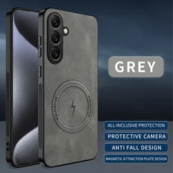 Premium PU Leather Magnetic Phone Case - Elegant and Durable Protective Cover - Galaxy S23 Ultra (GRAY)