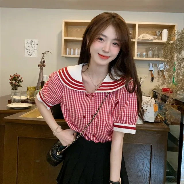 Blusas Sweet Lolita Style Plaid