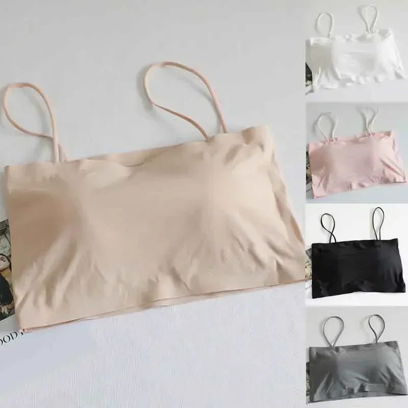 Bras Push Up Lingerie Ice Silk Seamless Word Sling Female Tube Top White Bralette Top Tanks Fashion Summer Sexy For Women women lingerie bra,women tube tops