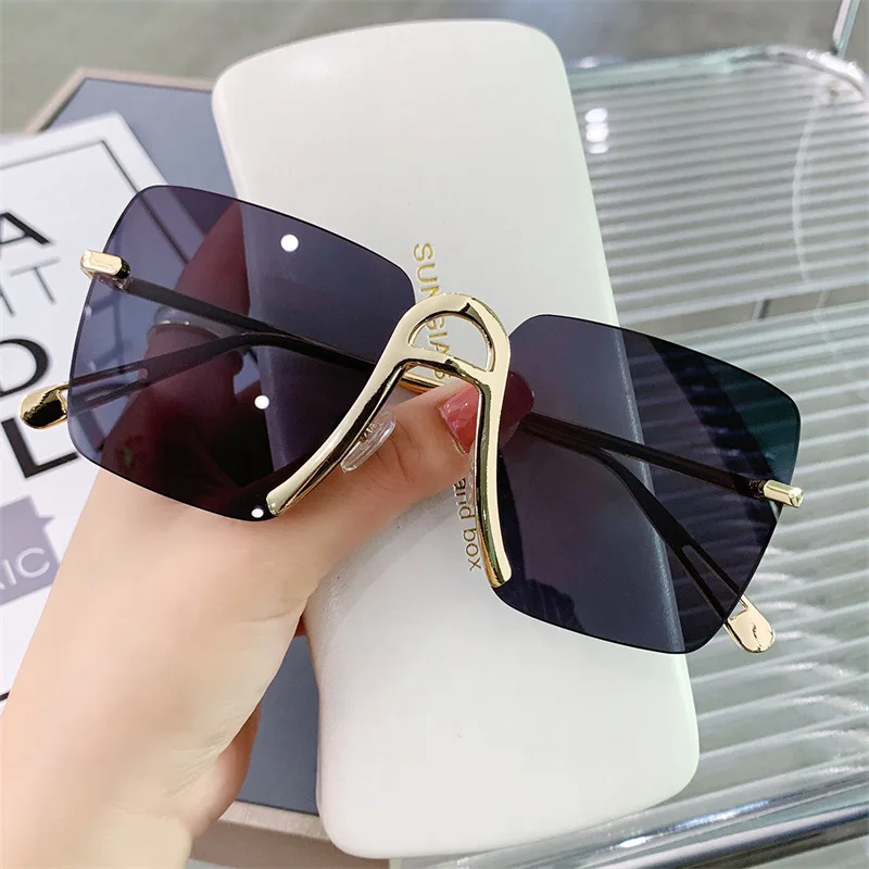 

Sighttoo New Fashion Rimless Sunglasses Women Brand Designer Gradient Sun Glasses Luxury Trimming Frameless Eyeglasses Ladies