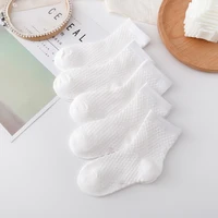 Children's Mesh Socks Medium Tube Pure Cotton Spring Summer Boys and Girls Thin White Socks Babies Breathable Socks 5Pairs 1