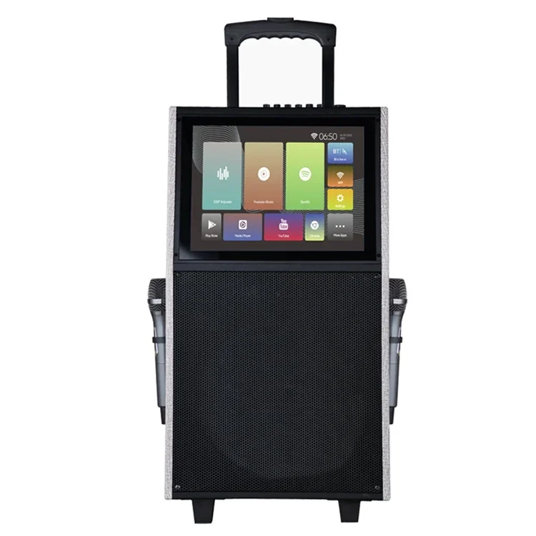 

2023 Professional Karaoke Machine with Lyrics Display Screen Portable PA Speaker System with Built-in 15" Tablet & WiFi