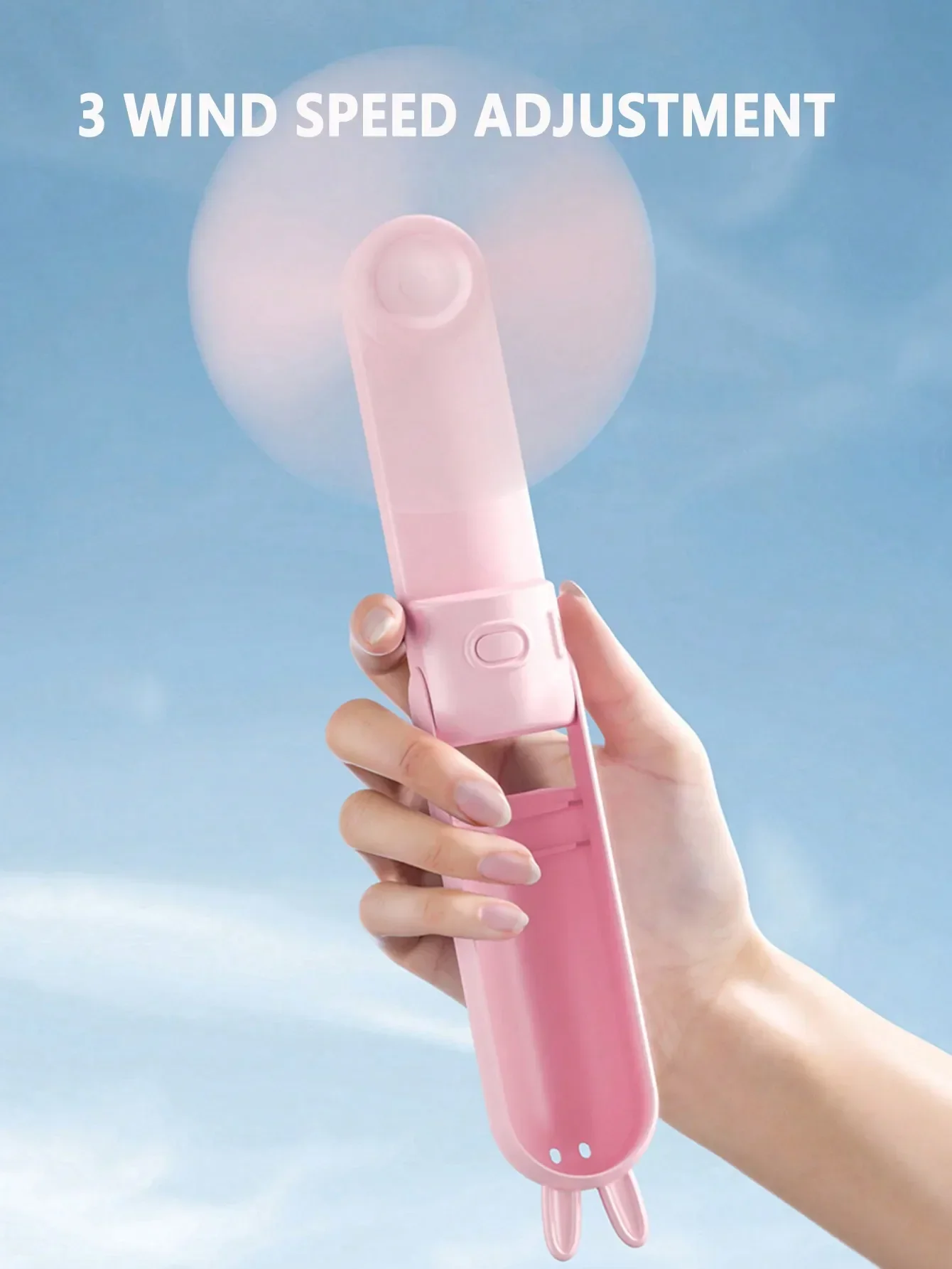 Description Picture 4 of item1pc Handheld Fan Rechargeable Mini Portable Cartoon USB Small Fan Gift Can Be Placed On The Desktop Handheld Small Fan