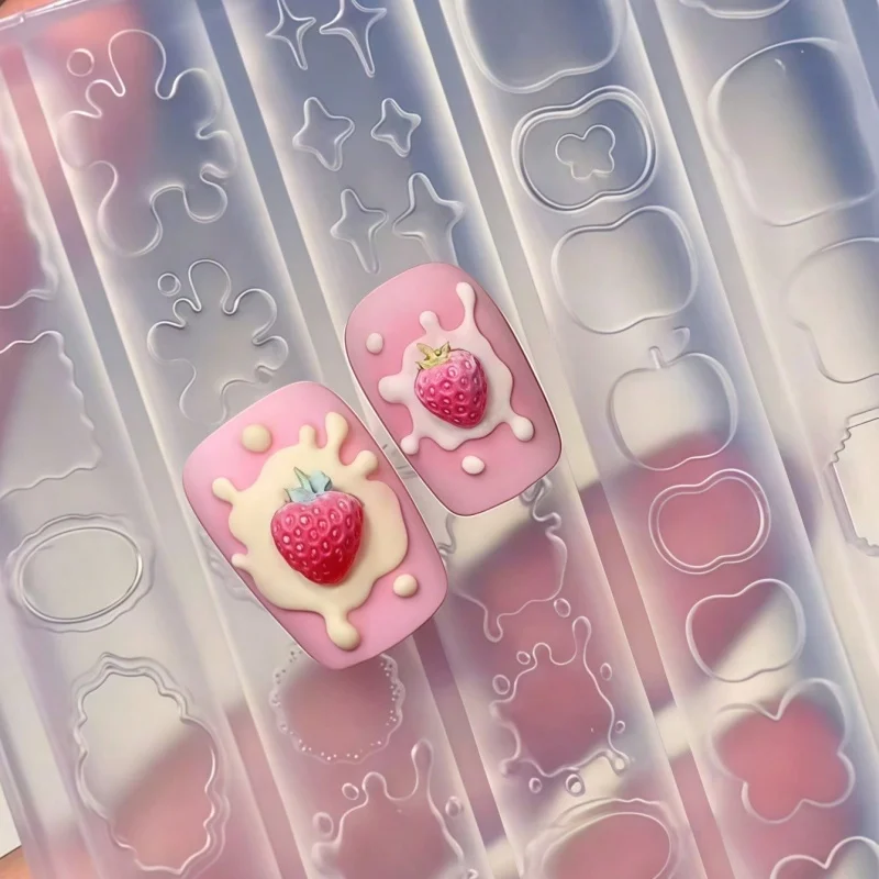 귀여운 프레임 대화 상자 별 하트 사과 나비 네일 아트 장식 투명 실리콘 몰드 ..