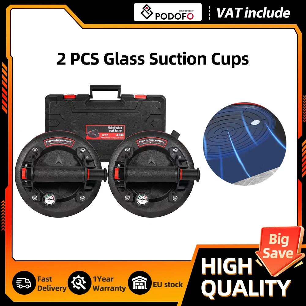Podofo 8" Heavy Duty Vacuum Suction Cup Handheld Glass Sucker Lifter ...