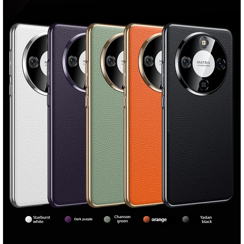Enhanced Product Title: Premium Genuine Leather Case with Lichee Pattern and Lens Protection