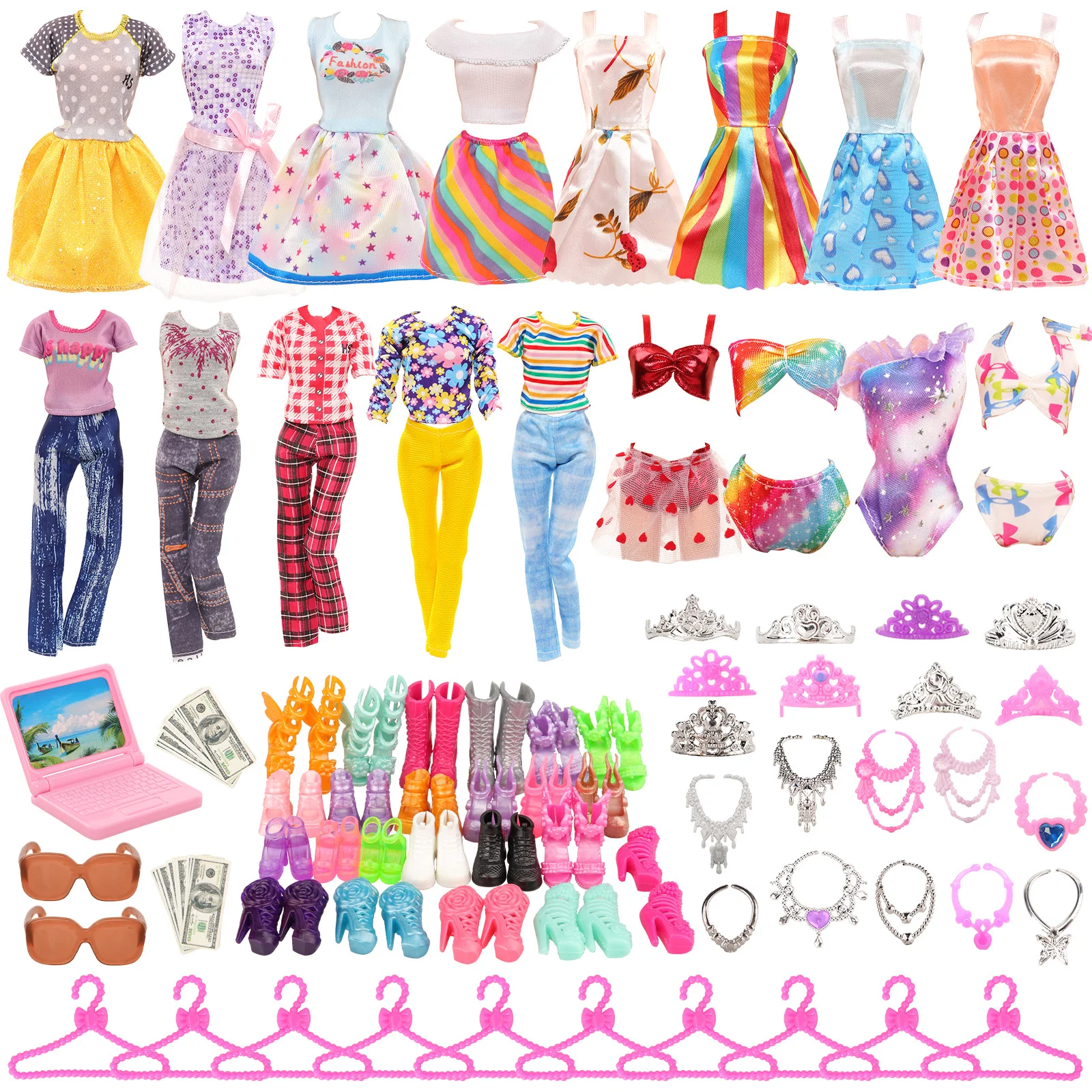 Barwa New Arrival 49 Pcs Fashion For Barbie Doll Clothes and Accessories=7  Dress 3 Coat Pants 2 Swimsuit 10 Shoes 17 Kids Toys - AliExpress