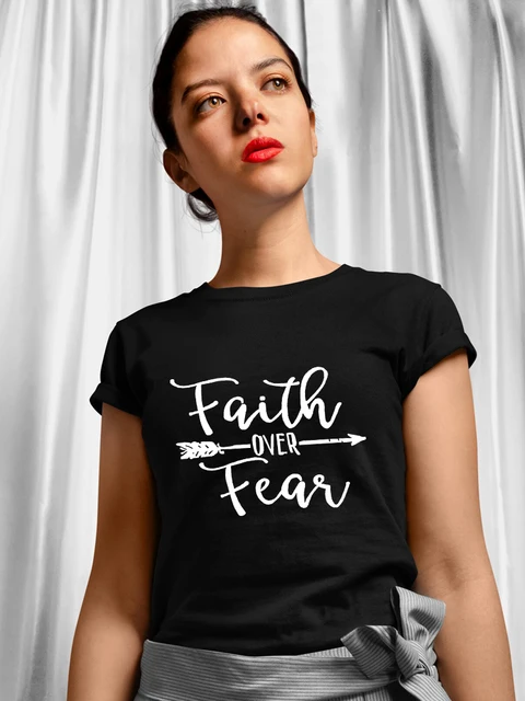 Yeskuni Faith Over Fear Summer T Shirt Women 2022 New Arrivals Fashion European Short Sleeve Vintage Harajuku Ropa Tumblr Mujer 6