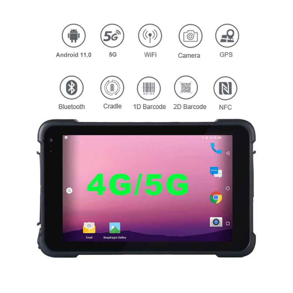 

Industrial Dustproof Waterproof 8 Inch Android Tablet PC 4G GSM Barcode Scanner NFC Reader IP67 Rugged Data Collector Q86