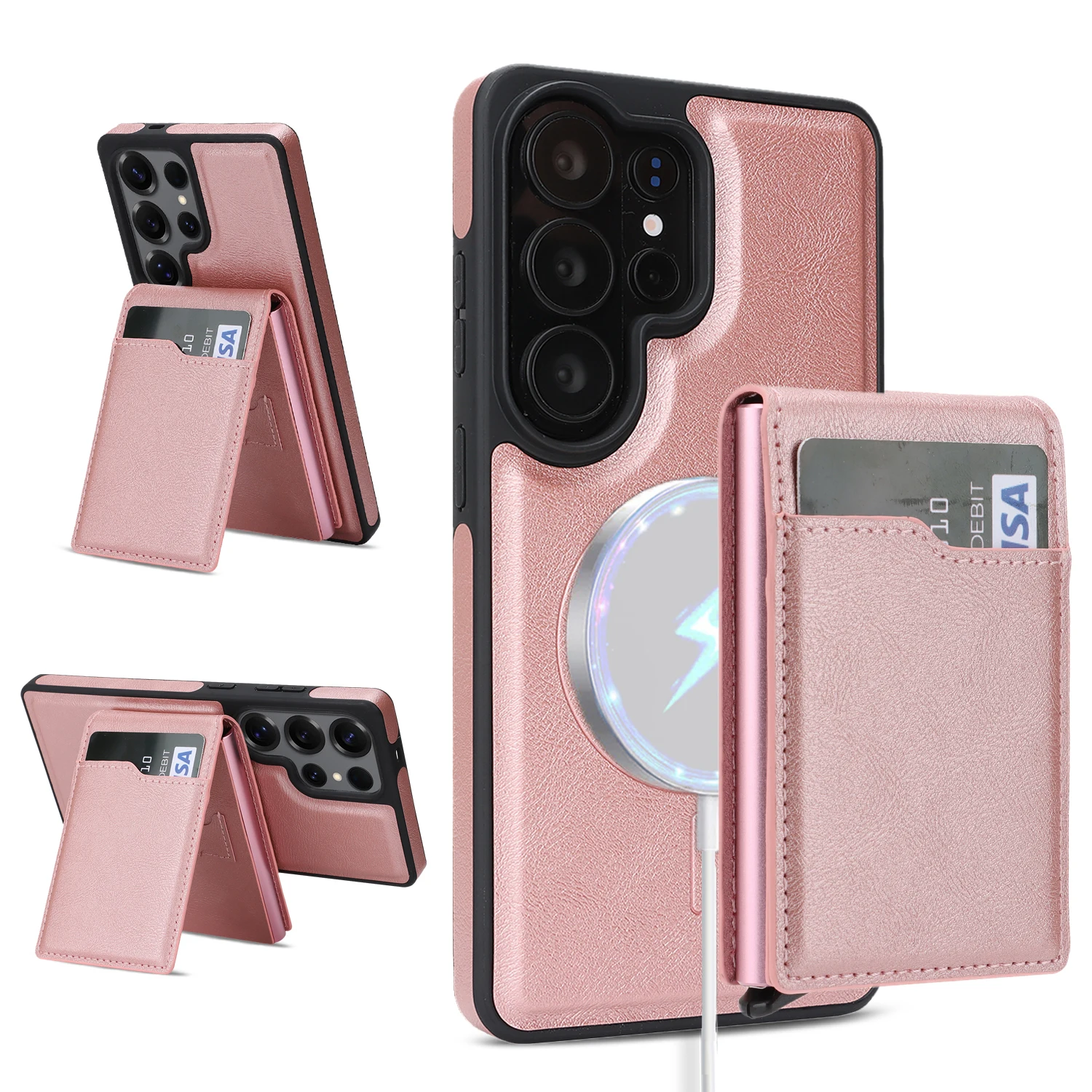 Luxury Faux Leather Case with Magnetic Detachable Card Holder