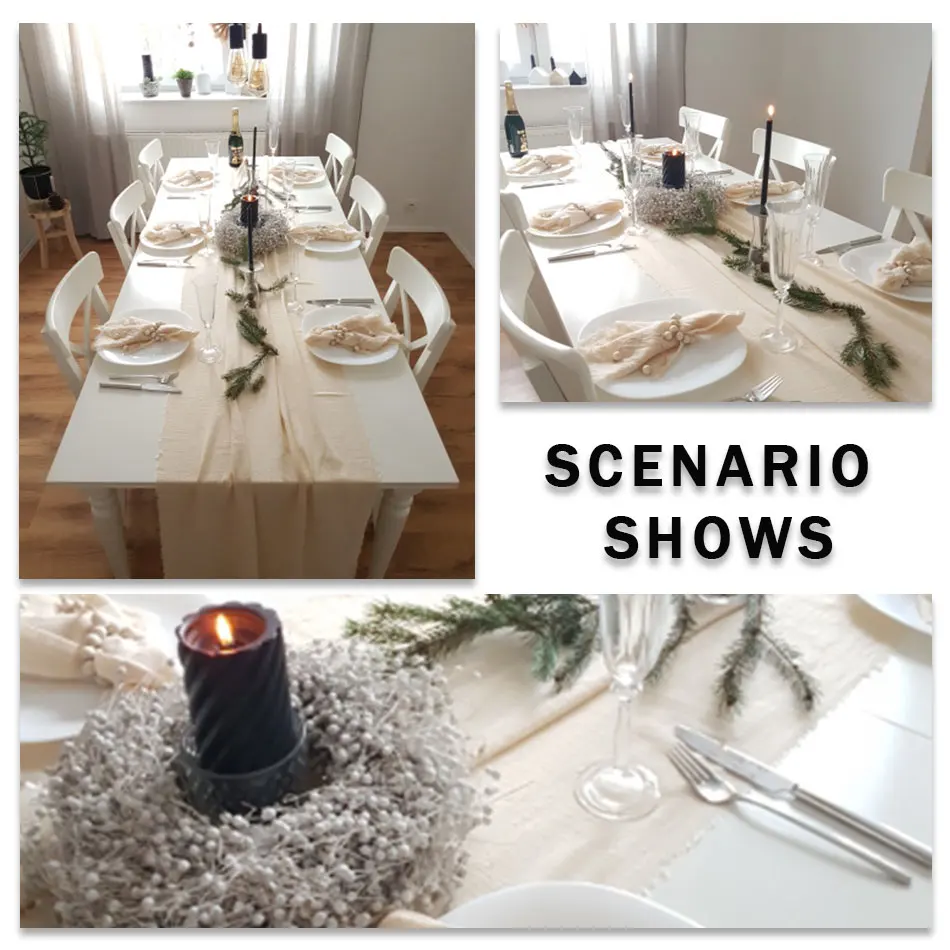 Description Picture 2 of itemRetro Cotton Gauze Cloth Table Runner Pink Texture Dining Napkins Vintage  Wedding Christmas Party Dining Table Decoration