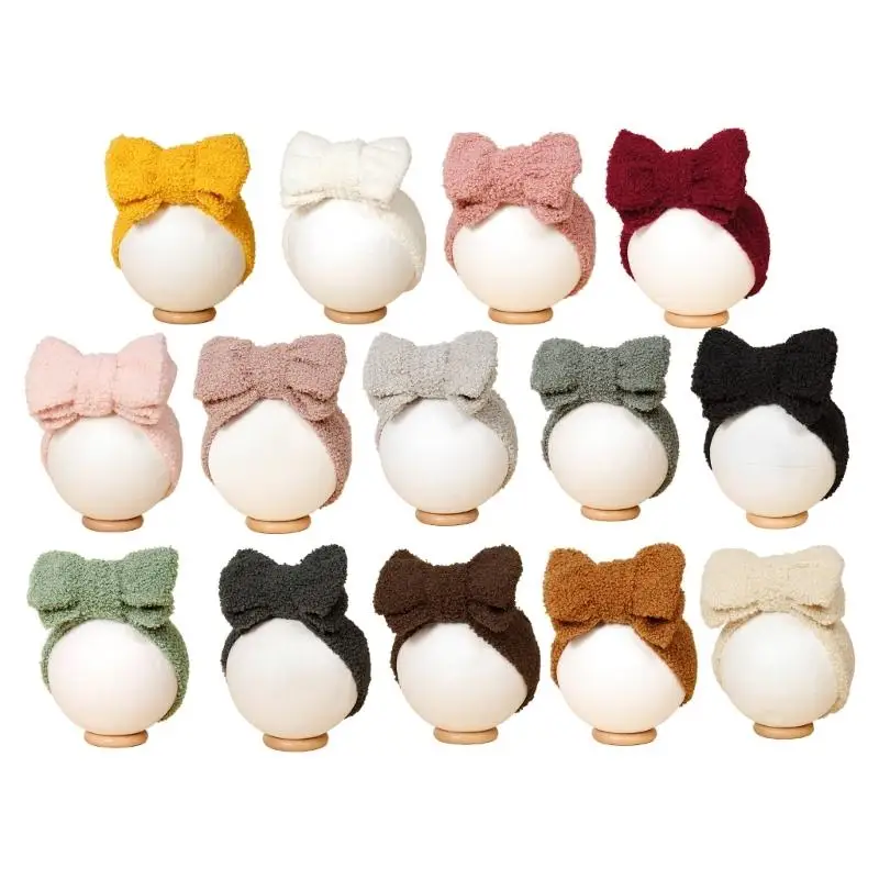 

Children Hair Accessory Sheepskin Hairband with Double Layered Bow Gift