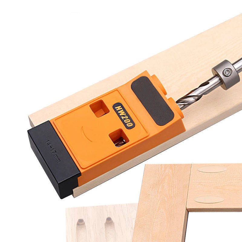 

9mm Drill Oblique Pocket Hole Jig Kit System Woodworking Inclined Hole Puncher Locator W/ Step Drill Bit & Accessories