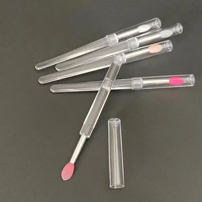 휴대용 실리콘 립 브러쉬, 커버 포함, 부드러운 다기능 립밤 어플리케이터, 립스틱 립글로스, 플랫 메이크업 브러쉬