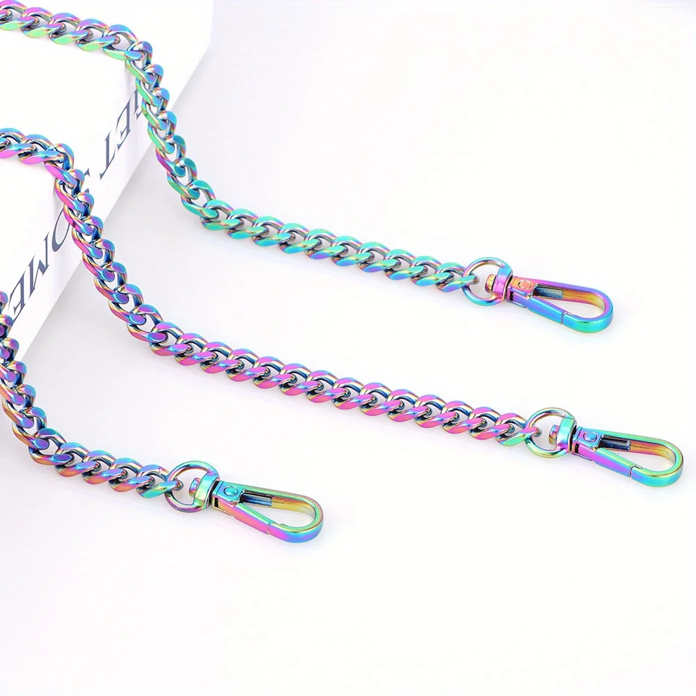 Purse Chain Strap, Rainbow Bag Replacement Chain for Shoulder Cross Body Sling Handbag Wallet Clutch Comfortable Metal Strap