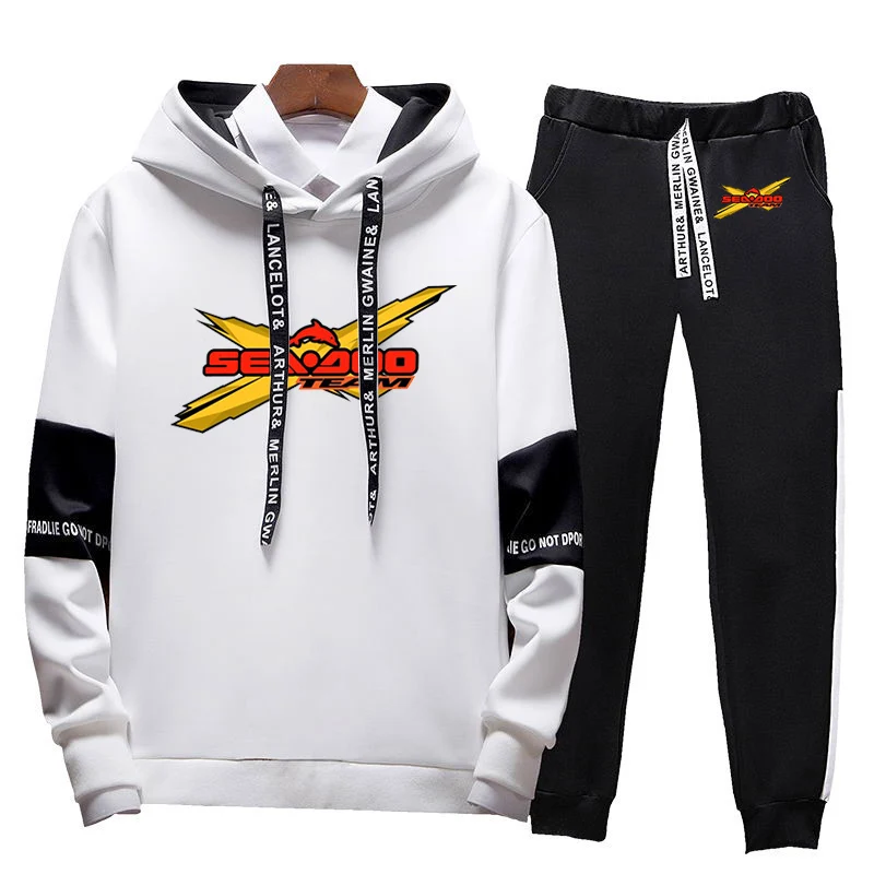 Spring and Autumn 2023 Sea Doo Seadoo Moto Logo printed sportswear long sleeve tricolor hooded hooded hooded hoodie+sweatpants c