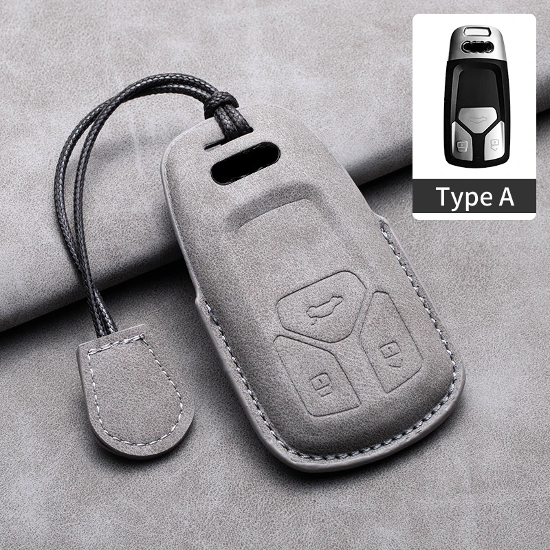 Premium Suede Leather Car Key Case Cover with Keychain Accessories
