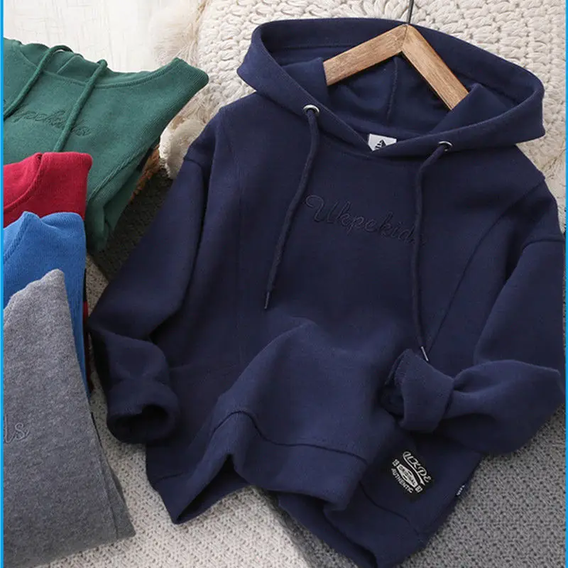 Children's Clothing Boy's Hoody Spring and Autumn New Children and Teens Hooded Bottoming Shirt Boys Spring Long-Sleeved Top