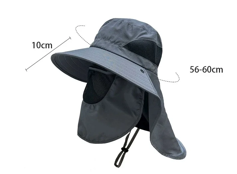 Description Picture 3 of itemSummer Sun Hats UV Protection Outdoor Hunting Fishing Cap For Men Women Hiking Camping Visor Bucket Hat Neck Flap Fisherman Hat