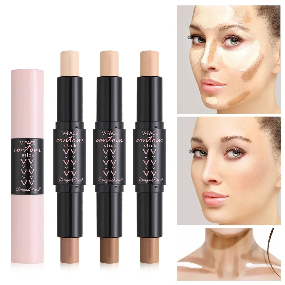 Face Highlighter Facial Contour Stick Double-end Face Contour Highlighter Stick Waterproof Lasting Oil-control Matte Concealer Pencil Corrector Skin Tone Pen Makeup