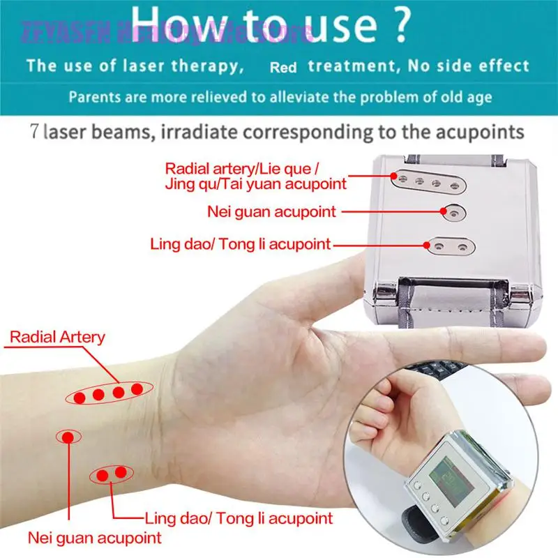 Household Laser Physiotherapy Wrist Diode Lllt Laser Therapy Diabetic Wrist Watch For Diabetes Hypertension Sinusitis Treatment