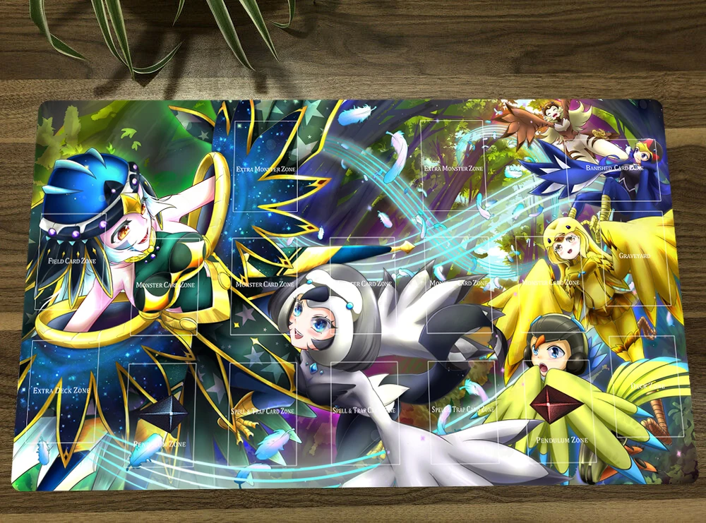 Board Game Yugioh Lyrilusc Deck Trading Card Game Mat Tcg Ccg Playmat Rubber Mouse Pad Desk Table Play Mat With Bag 60X35Cm