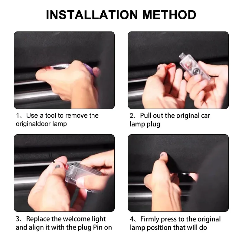 2pcs Car Door Lights Projector HD Welcome Lights Car Door Projector Lamps Car Projector Lamp for Audi A4 A5 A6 A7 A8 C7 C6 C5 B5 B6 B7 B8 B9 D3 Q3 Q5 Q7 TT Accessories