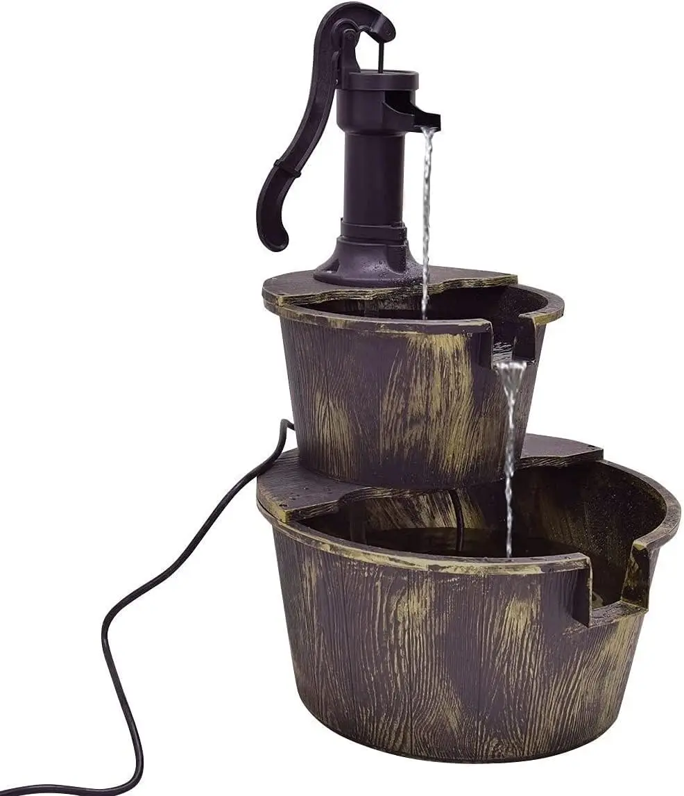 Rustic 2-Tier Outdoor Fountain