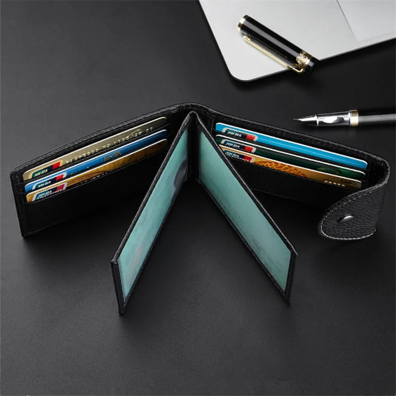 Black Driver's License Leather Case with Buckle Genuine Slim Wallet Bank Credit Card Cover Multi Slot Mini Purse for Man leather wallet wallet card holder card holder credit card holder card wallet