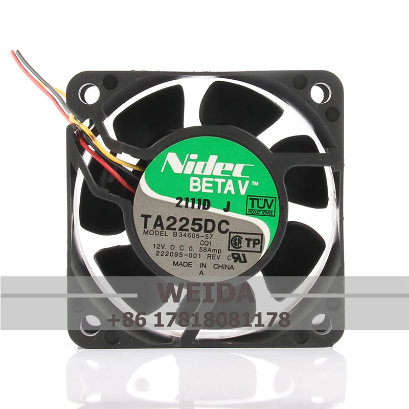 

B34605-57 Case Axial Flow Fan 24V 48V DC12V 0.58A EC AC 60x60x25MM 6CM 6025 Double Ball Bearing Large Capacity Cooling Fan