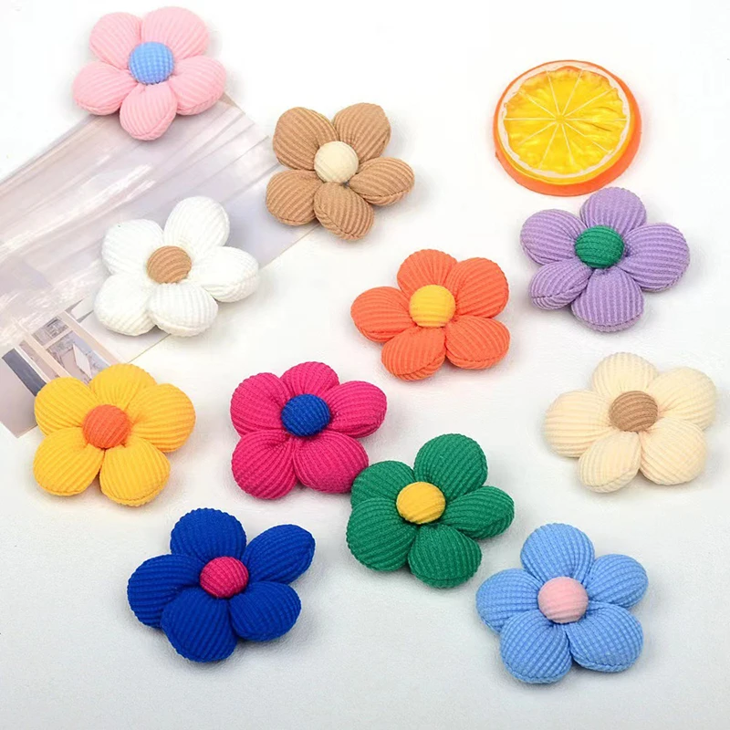 Flores para manualidades 10pc 꽃 채우기 면화 수제 패브릭 패딩 아플리케 머리 장식 머리핀 패치 공예 DIY
