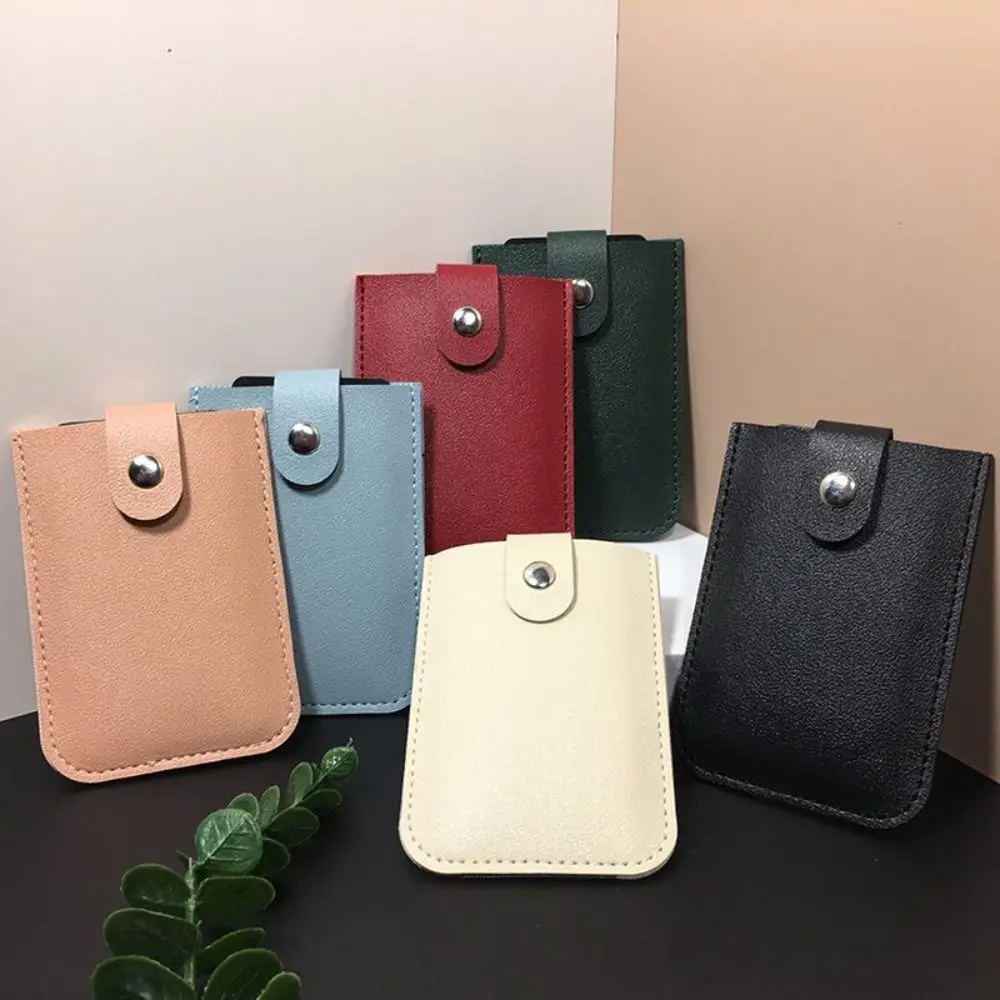 Laminated Concealed Pull-out Business Card Case 5 Card Pockets PU Leather Slim ID Card Holder Men Women Mini Wallets 1