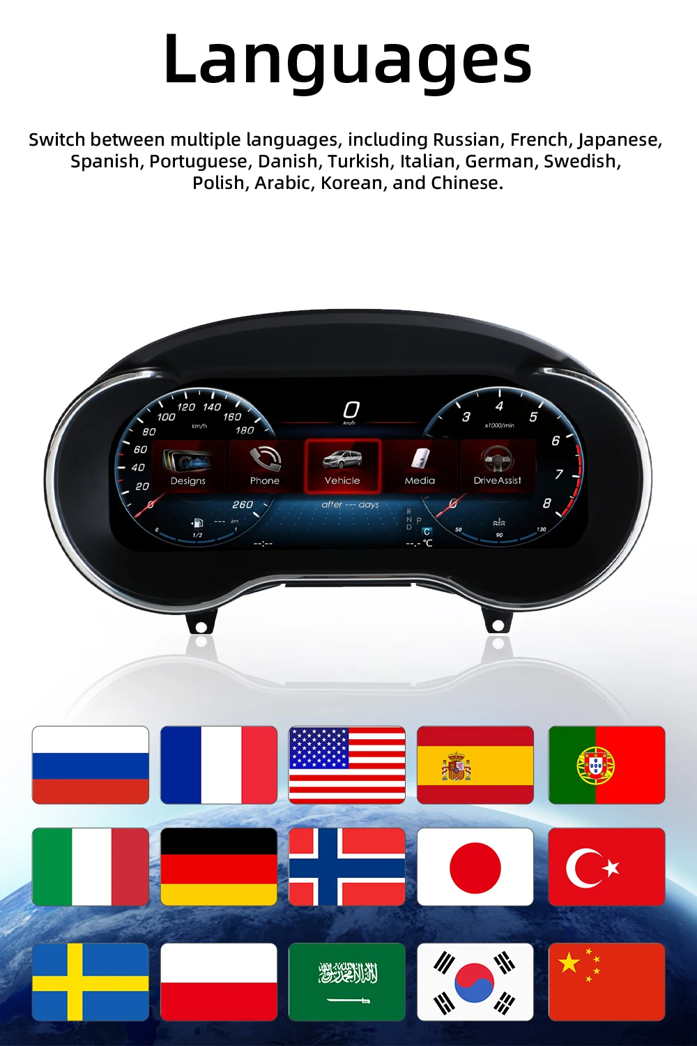 Digital Instrument Cluster For Mercedes-Benz C-Class 2015-2019 GLC 2016-2020 Spe