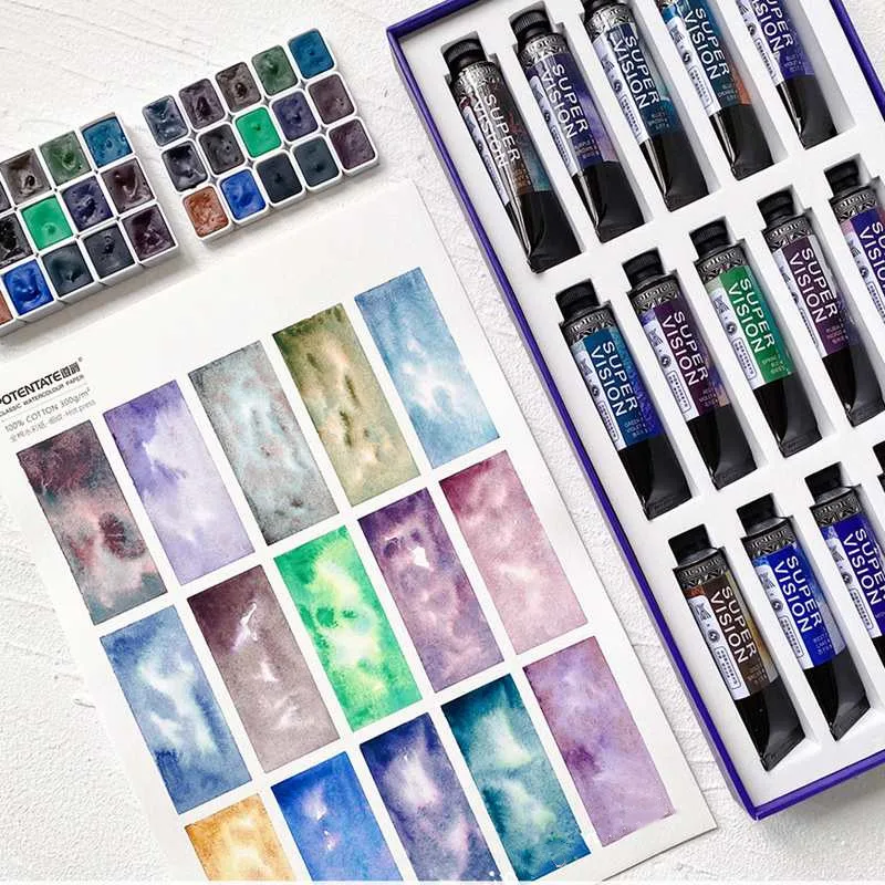 Mini 1/2ml Layered Watercolor Paint Sample 15 Colors Artist Mineral Water Color Painting Art Suppliers